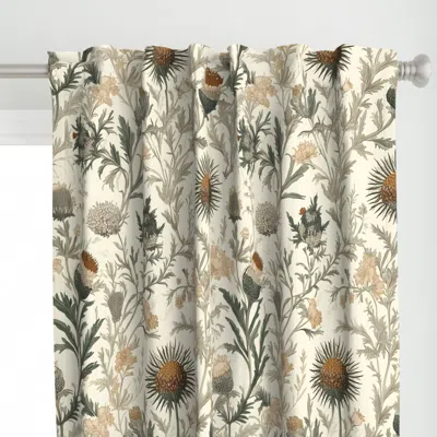 Spoonflower Thistle And Wildflowers Curtain Panel