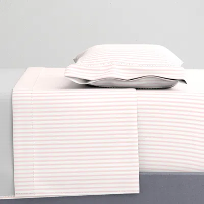 Spoonflower Ticking Stripe Light Pink & White Darling Pink Pillow Ticking Twin Xl Sheet Set