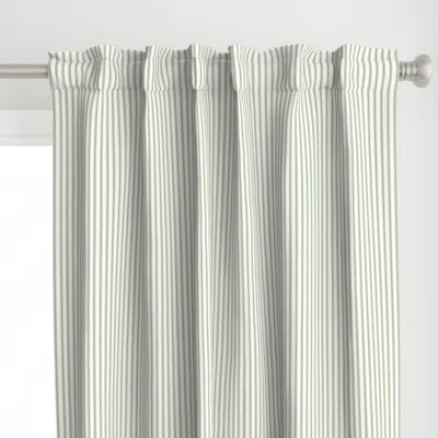 Spoonflower Ticking Stripe Sage Green Curtain Panel
