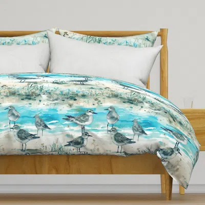 Spoonflower Tidal Pools - Aqua- Wallpaper Duvet Cover In Multi