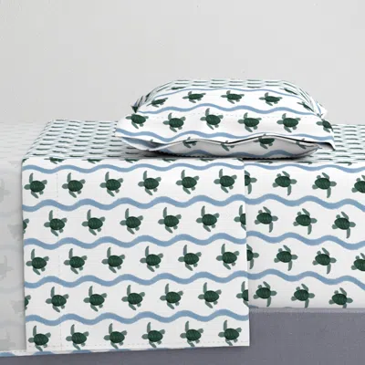 Spoonflower Tide Run - Small Scale Twin Sheet Set