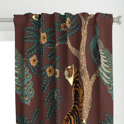 Spoonflower Tiger And Peacock Brown Curtain Panel
