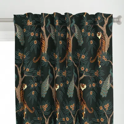 Spoonflower Tiger And Peacock Dark Curtain Panel