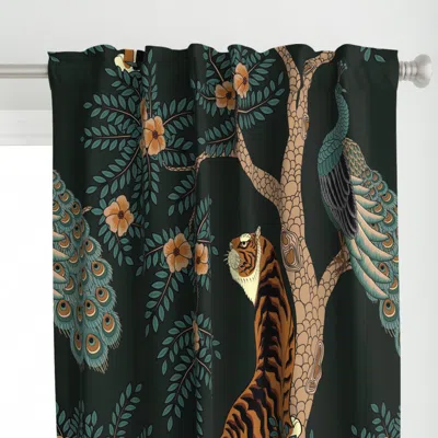 Spoonflower Tiger And Peacock Dark Curtain Panel