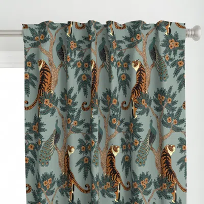 Spoonflower Tiger And Peacock Stone Curtain Panel