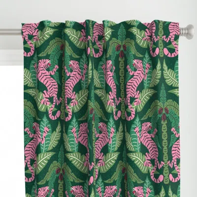 Spoonflower Tiger Damask - Green And Curtain Panel