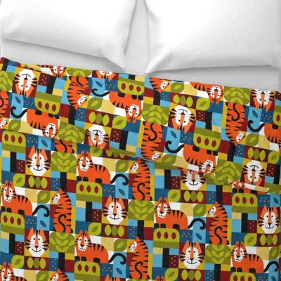 Spoonflower Tiger Tile Wide Cotton Sateen 3.5 oz 26" X 20" Standard Knife Edge