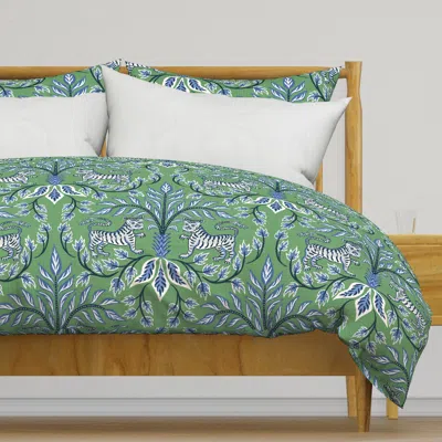 Spoonflower Tigers And Palms/green And Duvet Cover