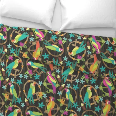 Spoonflower Tiki Birds Dark Large Scale Wide Cotton Sateen 3.5 oz 26" X 20" Standard Knife Edge