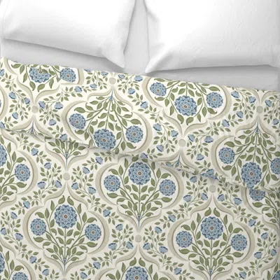 Spoonflower Timeless Traditional Blue Floral - 24" Repeat Wide Cotton Sateen 3.5 oz 26" X 20" Standard Knife Edg