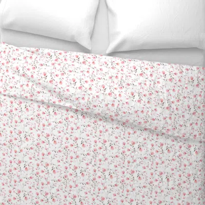Spoonflower Tiny Ditsy Pink Rose Rosebud Euro Pillow Sham