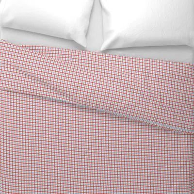 Spoonflower Tiny Gingham In Retro Red And Blue Wide Cotton Sateen 3.5 oz 26" X 20" Standard Knife Edge