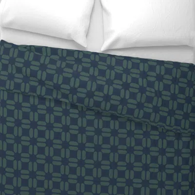 Spoonflower Togo Geo Navy And Woodlawn Large Wide Cotton Sateen 3.5 oz 26" X 20" Standard Knife Edge
