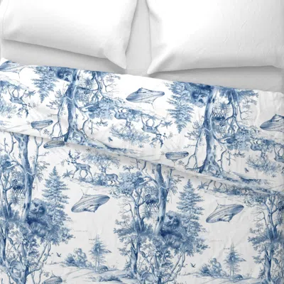 Spoonflower Toile Ufo And Deer 5 Wide Cotton Sateen 3.5 oz 26" X 20" Standard Knife Edge