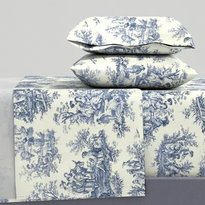 Spoonflower Toile-de-jouy-wallpaper Full Sheet Set In Blue
