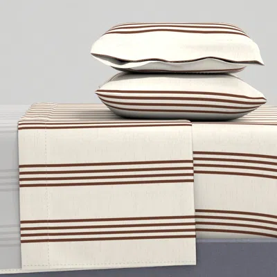 Spoonflower Traditional Brown Cream Stripe Queen Sheet Set