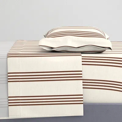 Spoonflower Traditional Brown Cream Stripe Twin Xl Sheet Set
