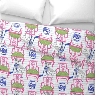 Spoonflower Traditional Chippendale Preppy Chair With Dog Wide Cotton Sateen 3.5 oz 26" X 20" Standard Knife Edg