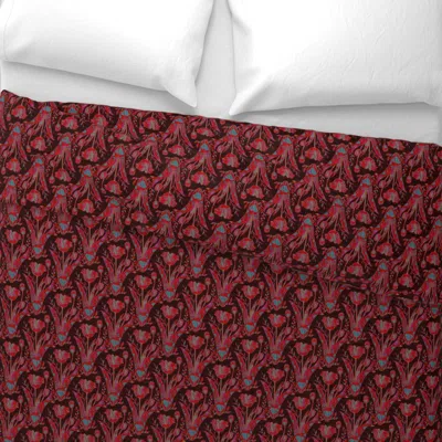 Spoonflower Trailing Dark Red Tulips On Red Wide Cotton Sateen 3.5 oz 26" X 20" Standard Knife Edge