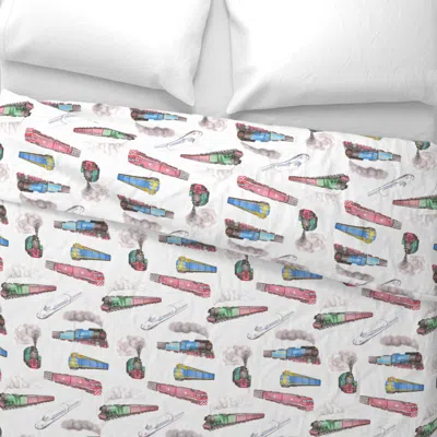 Spoonflower Trains Of The World Wide Cotton Sateen 3.5 oz 26" X 20" Standard Knife Edge