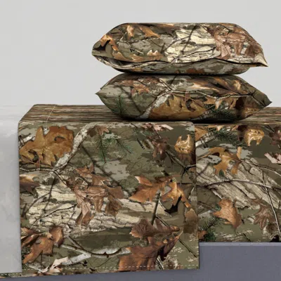 Spoonflower Traml Camo - Woodland Full Sheet Set In Brown