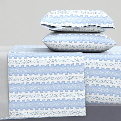 Spoonflower Travis Stripe Bluebird Queen Sheet Set