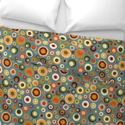 Spoonflower Tree Rings Mid-century Abstract Multicolor Teal-cabin Fever- Cabincore Mcm King Pillow S