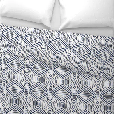 Spoonflower Tribal Geometric Navy Wide Cotton Sateen 3.5 oz 26" X 20" Standard Knife Edge