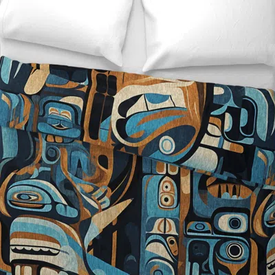 Spoonflower Tribal Tiki Coastal 46 Wide Cotton Sateen 3.5 oz 26" X 20" Standard Knife Edge