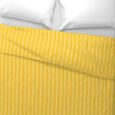 Spoonflower Triple Stripes - Sunshine Yellow - Lad24 Wide Cotton Sateen 3.5 oz 26" X 20" Standard Knife Edge