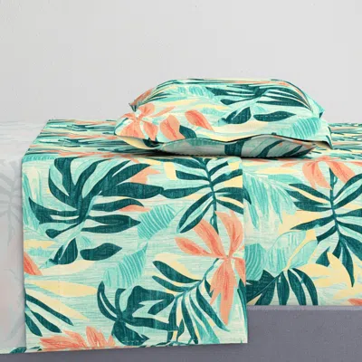 Spoonflower Tropical Print Tropical Leaf Pattern Collection Twin Sheet Set
