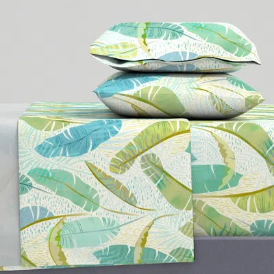 Spoonflower Tropical Restroom Stronger Colors - Large Scale Queen Sheet Set