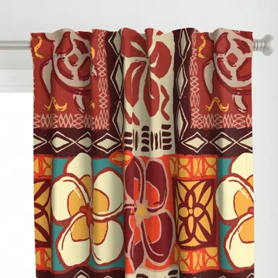 Spoonflower Tropical Tapa Burnt Curtain Panel In Red