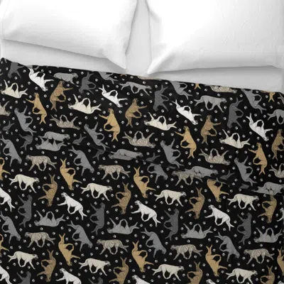 Spoonflower Trotting Irish Wolfhounds And Paw Prints - Black Wide Cotton Sateen 3.5 oz 26" X 20" Standard Knife 