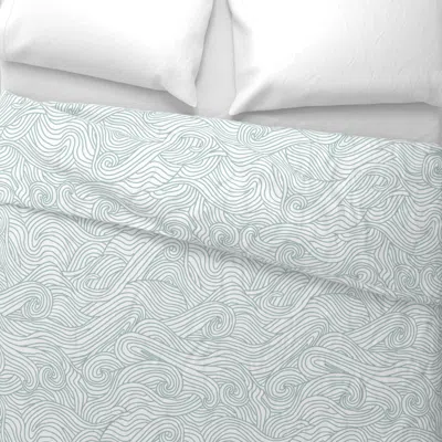Spoonflower Tumbling Ocean Waves - Sea Salt Vibes Wide Cotton Sateen 3.5 oz 26" X 20" Standard Knife Edge