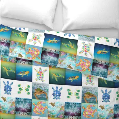 Spoonflower Turtle Squares Wide Cotton Sateen 3.5 oz 26" X 20" Standard Knife Edge