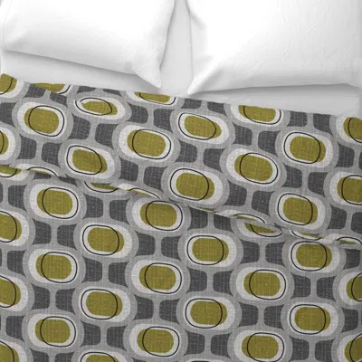 Spoonflower Tweedy Orbs- Retro Green -mid Century Mod Wide Cotton Sateen 3.5 oz 26" X 20" Standard Knife Edge