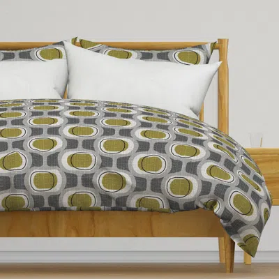 Spoonflower Tweedy Orbs- Retro Green -mid Duvet Cover