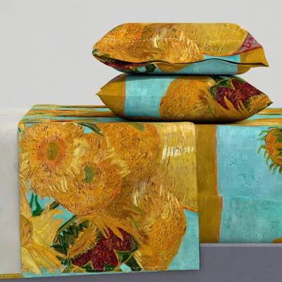 Spoonflower Twelve Sunflowers - Van Gogh King Sheet Set