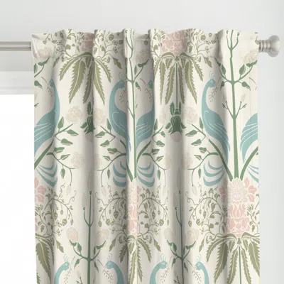 Spoonflower Two Birds Floral Damask Curtain Panel