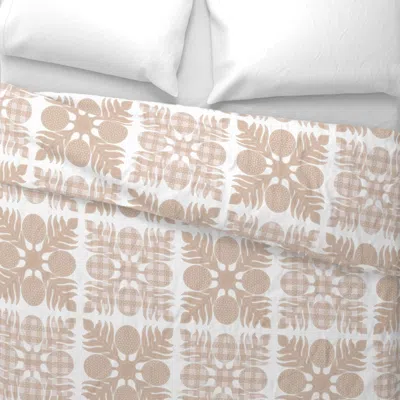 Spoonflower Ulu Beige Palaka Quilt And Plain On White 20x20 Wide Cotton Sateen 3.5 oz 26" X 20" Standard Knife E