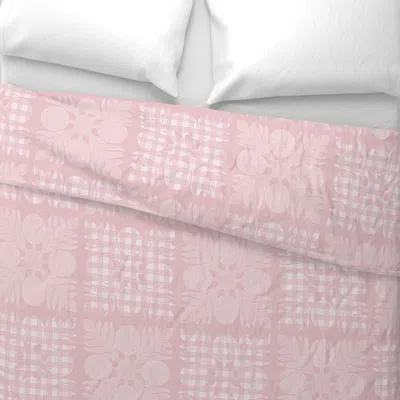 Spoonflower Ulu Light Blush Palaka Quilt And Plain On Blush 20x20 King Pillow Sham