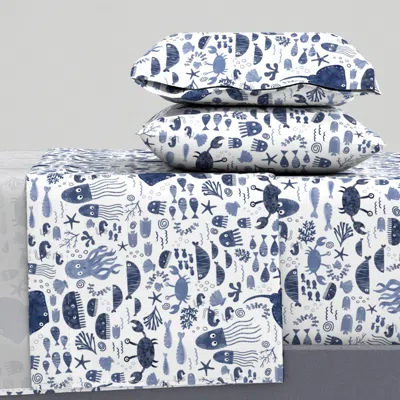 Spoonflower Under The Deep Blue Sea King Sheet Set