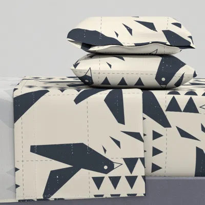 Spoonflower Up And Away - Birds Quilt Queen Sheet Set