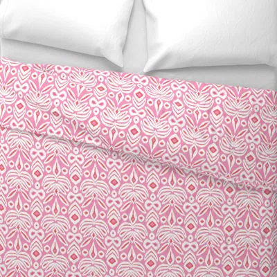 Spoonflower Valentine Bloom Ikat Wide Cotton Sateen 3.5 oz 26" X 20" Standard Knife Edge