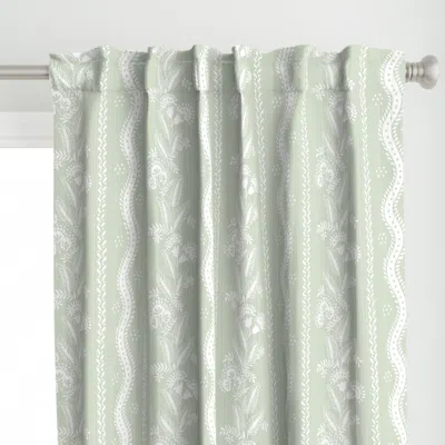 Spoonflower Van Alen Green And White Curtain Panel