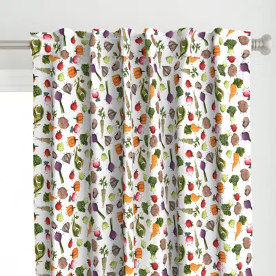 Spoonflower Veggie Friends Clear Curtain Panel In White
