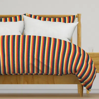 Spoonflower Velvet Mid-century Bold Stripe Duvet Cover