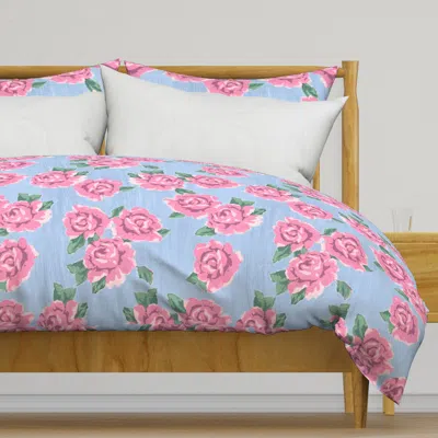 Spoonflower Velvet Roses - Pastels Duvet Cover In Multi