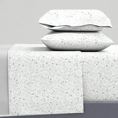 Spoonflower Veronica Healing Aloe And Aegean Teal Copy King Sheet Set